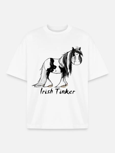 Funny Irish Tinker Horse - Pinto - Boxy Heavyweight Unisex Organic T-Shirt by Stanley/Stella - white