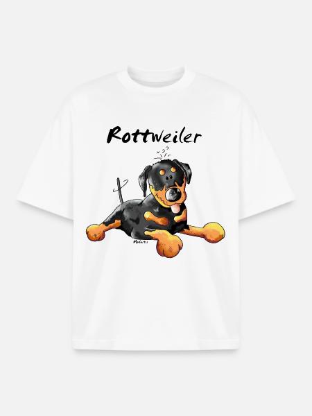 Sweet Rottweiler - Dog - Dogs - Boxy Heavyweight Unisex Organic T-Shirt by Stanley/Stella - white