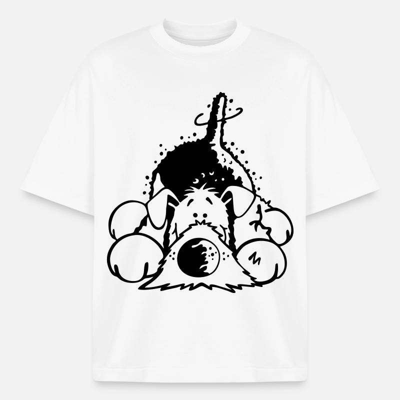 Verträumter Airedale Terrier - Boxy Heavyweight Unisex Organic T-Shirt von Stanley/Stella - Weiß