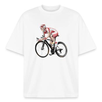 racer - T-shirt unisexe boxy épais biologique Stanley/Stella - blanc - Devant - AI Model Male 185 light (185cm) & AI Model Female 172 dark (172cm)