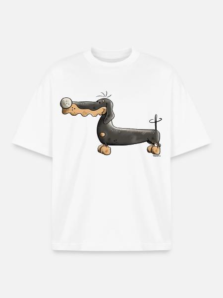 Mignon Teckel - T-shirt unisexe boxy épais biologique Stanley/Stella - blanc
