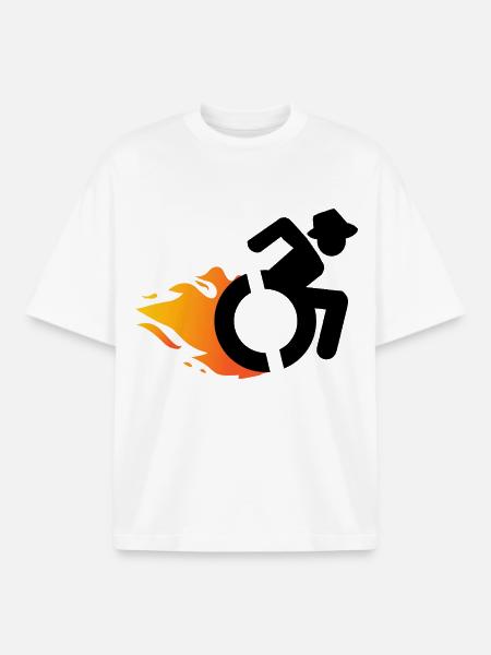 Rollstuhlfahrer mit Hut und Flammen # - Boxy Heavyweight Unisex Organic T-Shirt von Stanley/Stella - Weiß