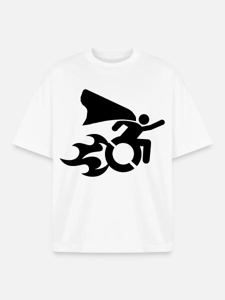 im Rollstuhl mit Flammen # - Boxy Heavyweight Unisex Organic T-Shirt von Stanley/Stella - Weiß