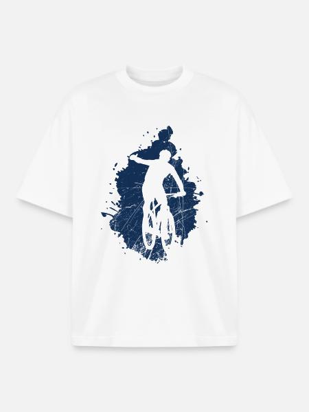 Cyclist - Bicycle - Boxy Heavyweight Unisex Organic T-Shirt by Stanley/Stella - white