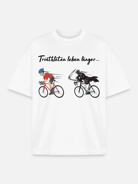 Triathlon triathletes live longer! - Boxy Heavyweight Unisex Organic T-Shirt by Stanley/Stella - white