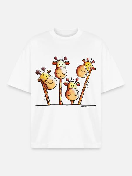 Four funny giraffes - Boxy Heavyweight Unisex Organic T-Shirt by Stanley/Stella - white