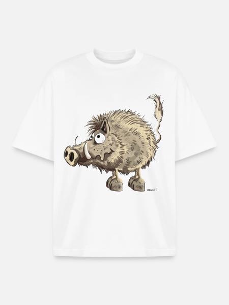 Funny wild boar - Boxy Heavyweight Unisex Organic T-Shirt by Stanley/Stella - white