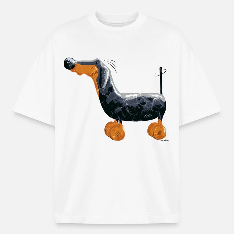 Da steht ein Dackel - Boxy Heavyweight Unisex Organic T-Shirt von Stanley/Stella - Weiß
