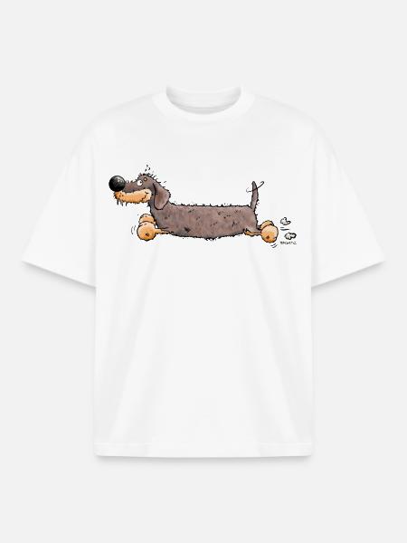 Drôle Dachshund - T-shirt unisexe boxy épais biologique Stanley/Stella - blanc