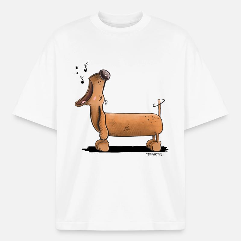 Jaulender Dackel - Dachshund - Comic - Boxy Heavyweight Unisex Organic T-Shirt von Stanley/Stella - Weiß