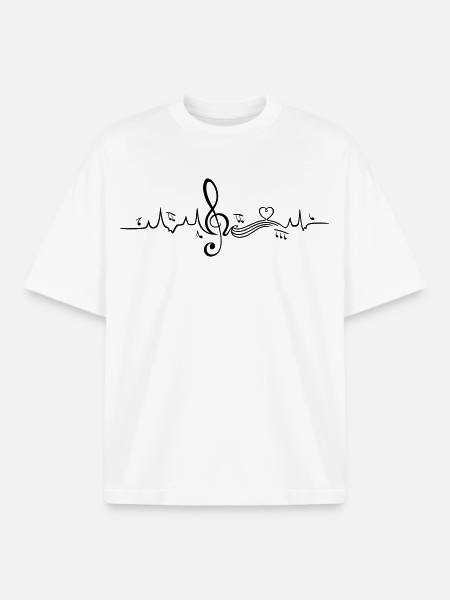 Heartbeat, love for music - Boxy Heavyweight Unisex Organic T-Shirt by Stanley/Stella - white