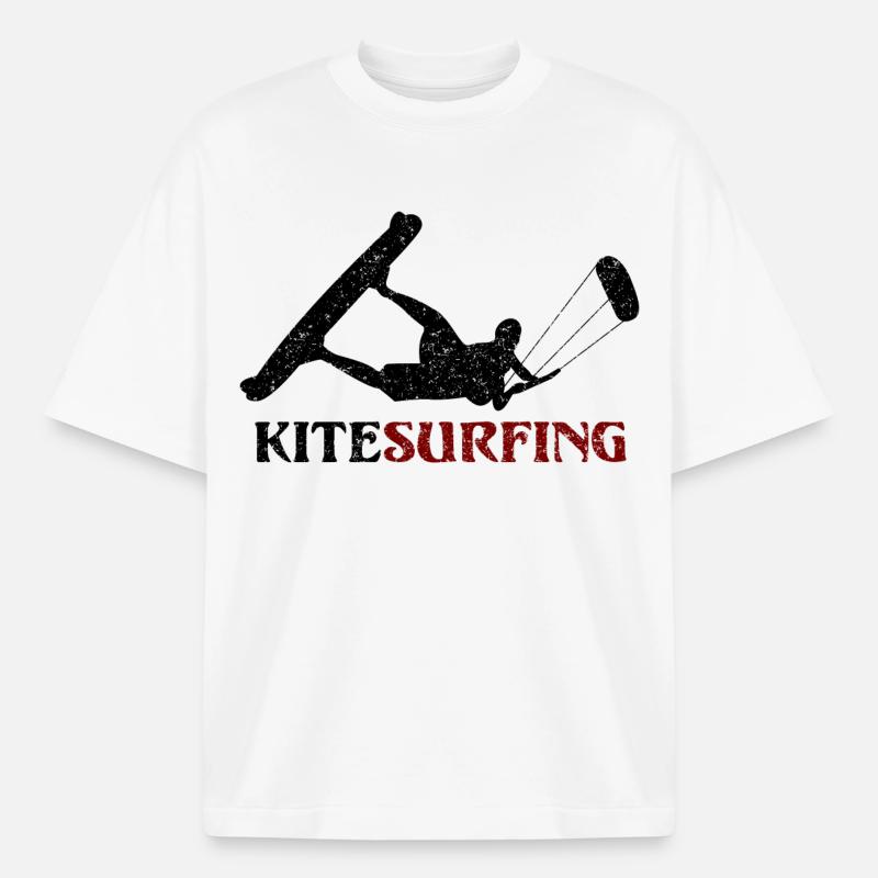 Kitesurf - conception - T-shirt unisexe épais coupe boxy Stanley/Stella - blanc