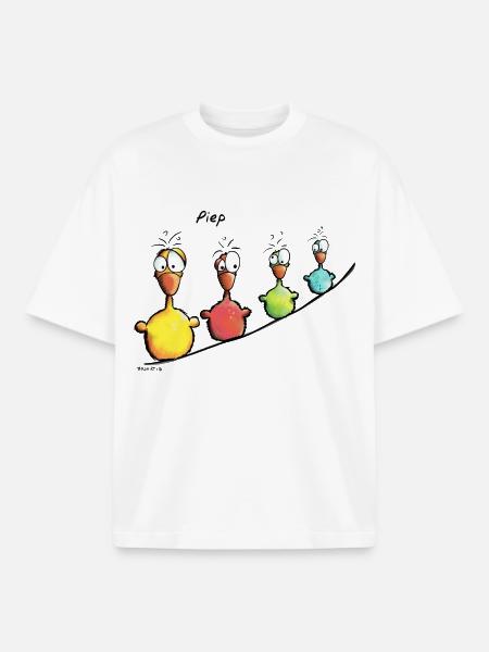 Vogelleine Piep - Boxy Heavyweight Unisex Organic T-Shirt von Stanley/Stella - Weiß