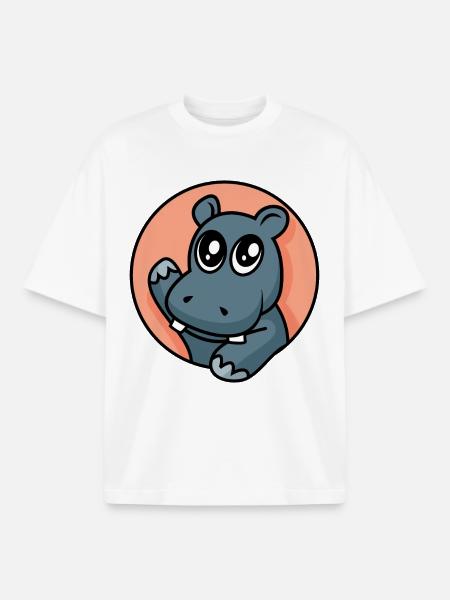 Hippopotame drôle - conception - T-shirt unisexe boxy épais biologique Stanley/Stella - blanc