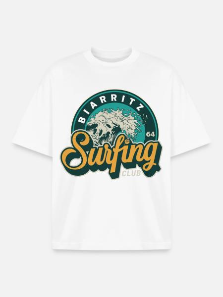 Biarritz Surfing Club - T-shirt unisexe boxy épais biologique Stanley/Stella - blanc