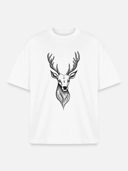 Deer Head Antler Hunter Costume - Boxy Heavyweight Unisex Organic T-Shirt by Stanley/Stella - white