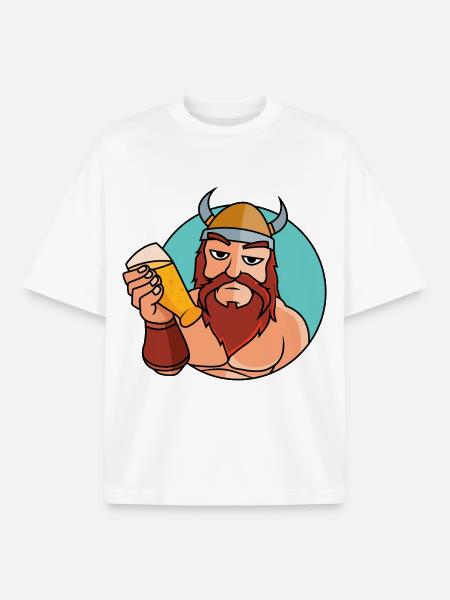 Wikinger mit Bierglas - Boxy Heavyweight Unisex Organic T-Shirt von Stanley/Stella - Weiß