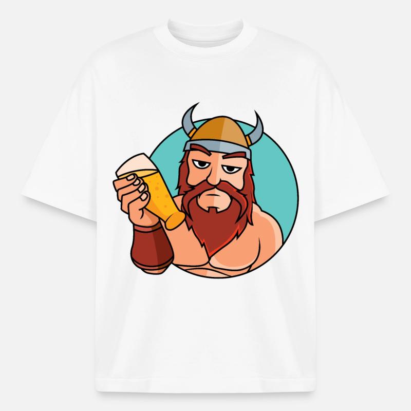 Wikinger mit Bierglas - Boxy Heavyweight Unisex Organic T-Shirt von Stanley/Stella - Weiß