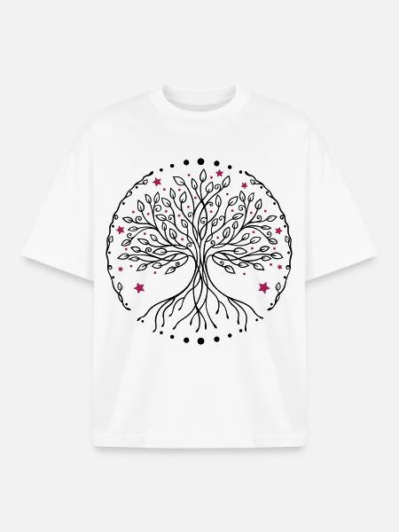 Lebensbaum Yoga - Boxy Heavyweight Unisex Organic T-Shirt von Stanley/Stella - Weiß