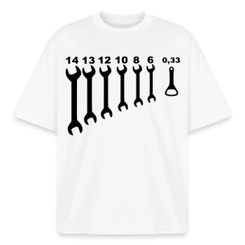 Wrenches, mechanic, odd jobs, handyman * - Boxy Heavyweight Unisex Organic T-Shirt by Stanley/Stella - white - Front - AI Model Male 185 light (185cm) & AI Model Female 172 dark (172cm)