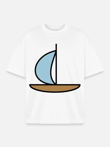 Sailboat - Boxy Heavyweight Unisex Organic T-Shirt by Stanley/Stella - white
