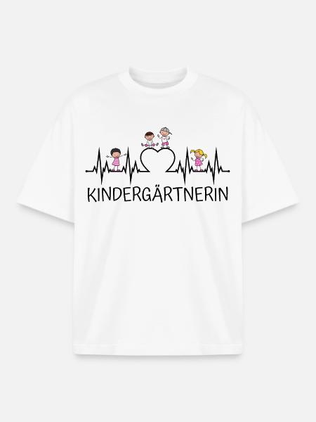Kindergärtnerin Herzschlag - Boxy Heavyweight Unisex Organic T-Shirt von Stanley/Stella - Weiß
