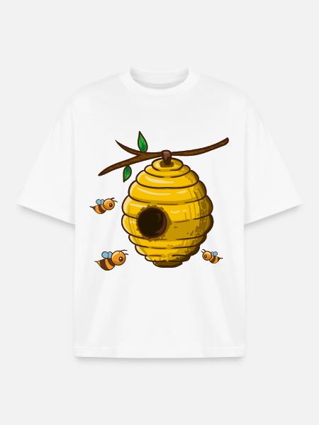 Bees around the hive - Boxy Heavyweight Unisex Organic T-Shirt by Stanley/Stella - white