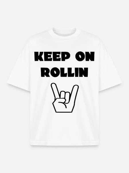 Always keep rolling with your wheelchair # - Boxy Heavyweight Unisex Organic T-Shirt by Stanley/Stella - white