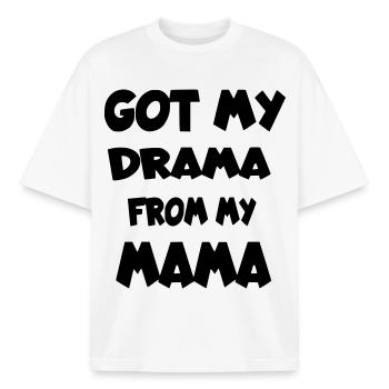 Drama der Mutter. Kinderhumor * - Boxy Heavyweight Unisex Organic T-Shirt von Stanley/Stella - Weiß - Vorne - AI Model Male 185 light (185cm) & AI Model Female 172 dark (172cm)