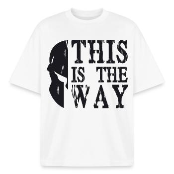 This is the way sparta - T-shirt unisexe boxy épais biologique Stanley/Stella - blanc - Devant - AI Model Male 185 light (185cm) & AI Model Female 172 dark (172cm)