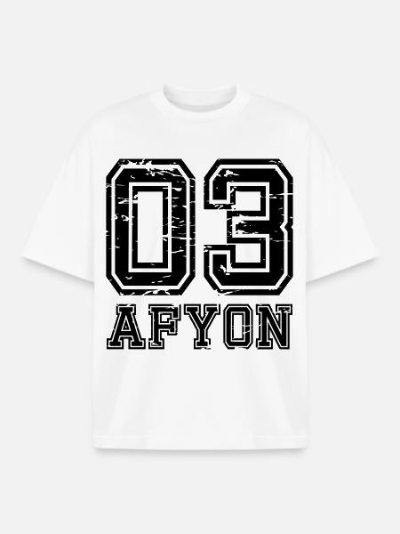 Afyon 03 look usé - T-shirt unisexe boxy épais biologique Stanley/Stella - blanc