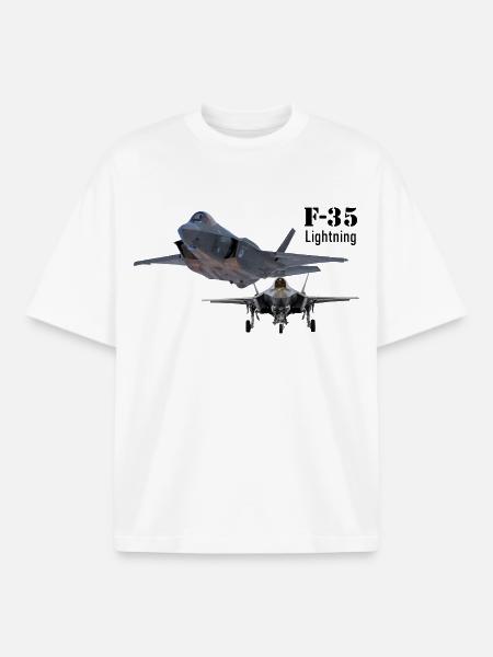 F-35 - T-shirt unisexe boxy épais biologique Stanley/Stella - blanc