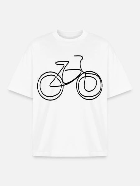 LINE ART WHEEL BLACK MINIMALISM - Boxy Heavyweight Unisex Organic T-Shirt by Stanley/Stella - white