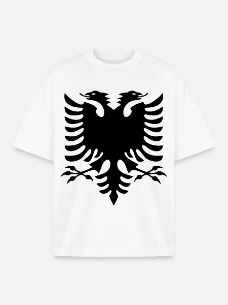 Albania Flag - Boxy Heavyweight Unisex Organic T-Shirt by Stanley/Stella - white