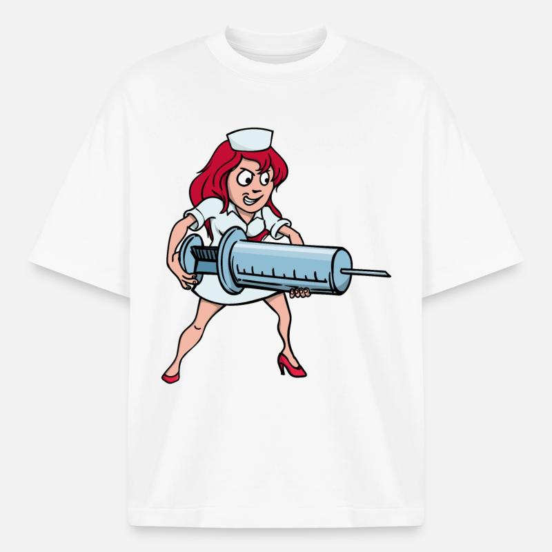 Krankenschwester Spritze Injektion Impfung Beruf - Boxy Heavyweight Unisex Organic T-Shirt von Stanley/Stella - Weiß