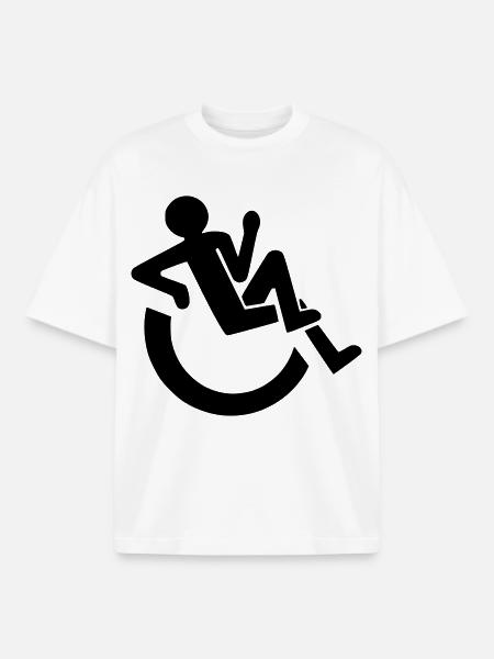 Relaxed wheelchair user, roller, disabled # - Boxy Heavyweight Unisex Organic T-Shirt by Stanley/Stella - white