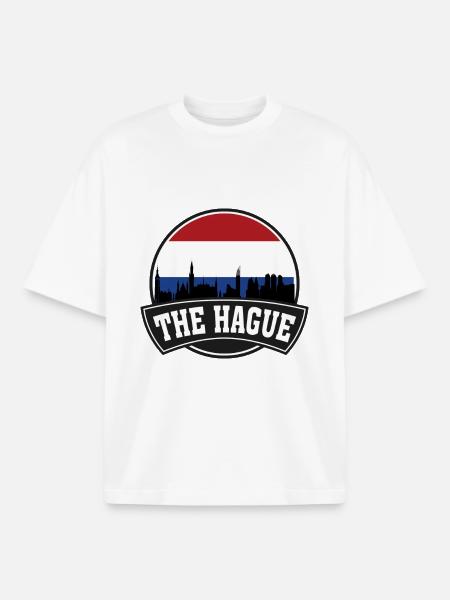 The Hague Netherlands Skyline Travel Souvenir Dutc - Boxy Heavyweight Unisex Organic T-Shirt by Stanley/Stella - white