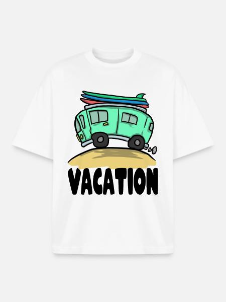 Vacation travel traveling camping break surfing - Boxy Heavyweight Unisex Organic T-Shirt by Stanley/Stella - white