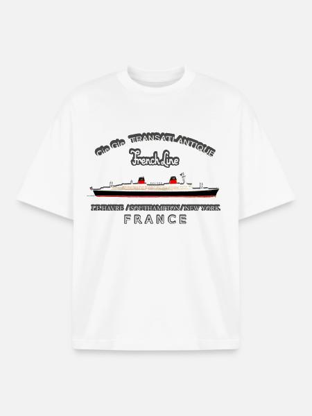 CRUISE SHIP FRANCE - Boxy Heavyweight Unisex Organic T-Shirt by Stanley/Stella - white