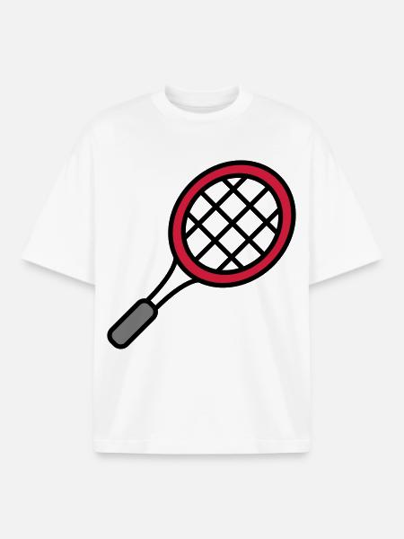 Tennis racket - Boxy Heavyweight Unisex Organic T-Shirt by Stanley/Stella - white
