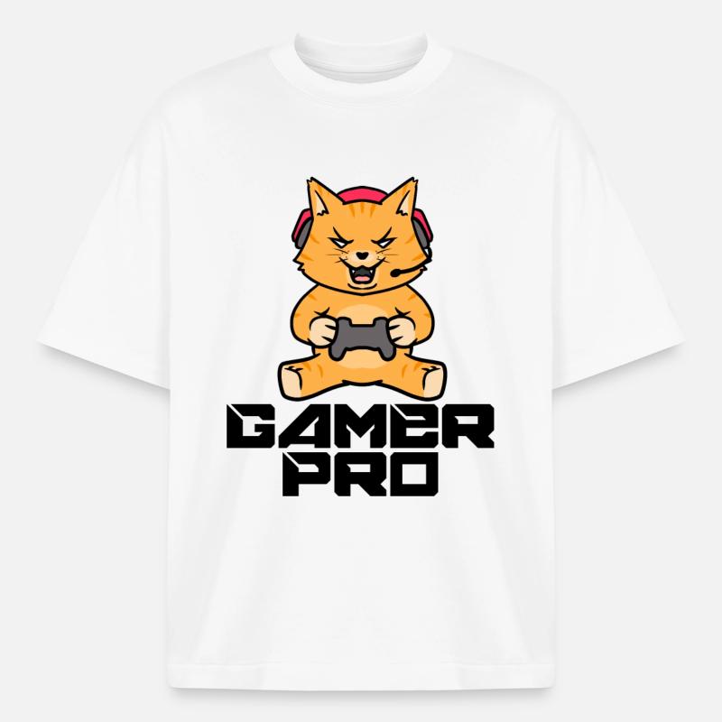 Gamer Zocker Headset Controller Videogames - Boxy Heavyweight Unisex Organic T-Shirt von Stanley/Stella - Weiß