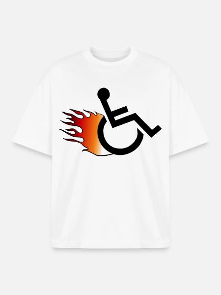 Flammender Rollstuhl. Rollstuhl mit Flammen # - Boxy Heavyweight Unisex Organic T-Shirt von Stanley/Stella - Weiß