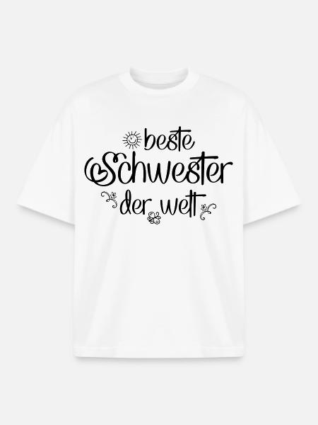 Lustige Schwester - Boxy Heavyweight Unisex Organic T-Shirt von Stanley/Stella - Weiß