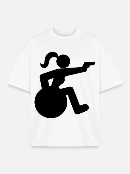 Schießendes Rollstuhlmädchen. Rollstuhlsportlerin * - Boxy Heavyweight Unisex Organic T-Shirt von Stanley/Stella - Weiß