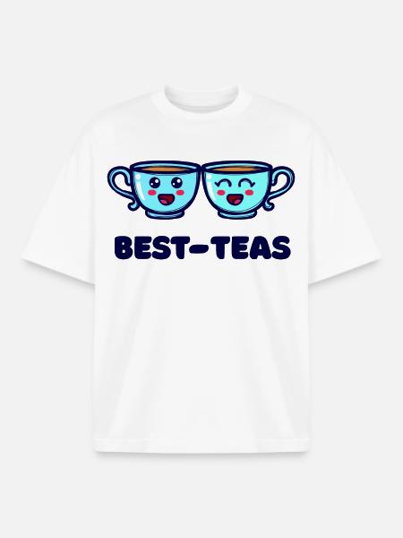 Best Friends Tea Cup Saying - Boxy Heavyweight Unisex Organic T-Shirt by Stanley/Stella - white