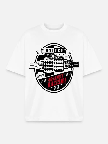 united against racism - Boxy Heavyweight Unisex Organic T-Shirt by Stanley/Stella - white