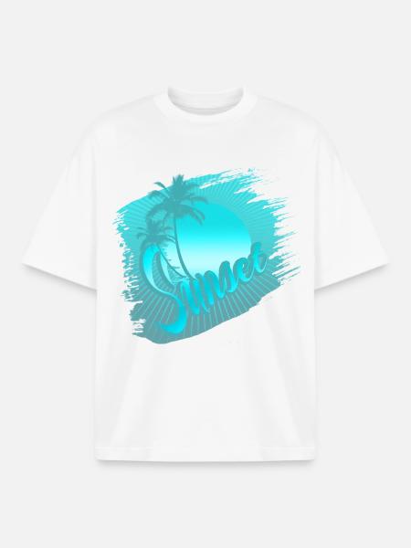 sunset blue - Boxy Heavyweight Unisex Organic T-Shirt by Stanley/Stella - white