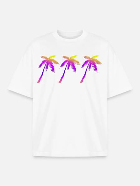Palm trees - Boxy Heavyweight Unisex Organic T-Shirt by Stanley/Stella - white