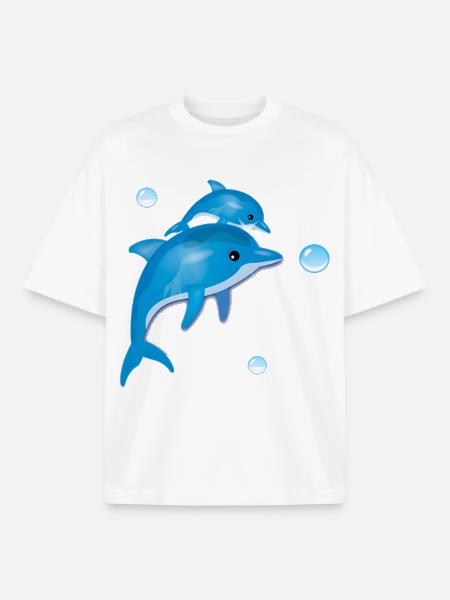 Dolphin - Boxy Heavyweight Unisex Organic T-Shirt by Stanley/Stella - white
