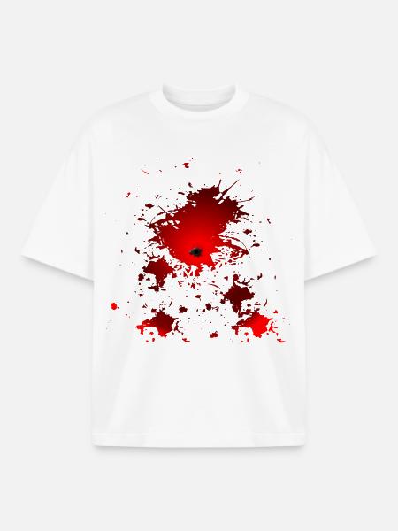 HALLOWEEN COSTUME INCLUSION HOLE BLOOD - Boxy Heavyweight Unisex Organic T-Shirt by Stanley/Stella - white